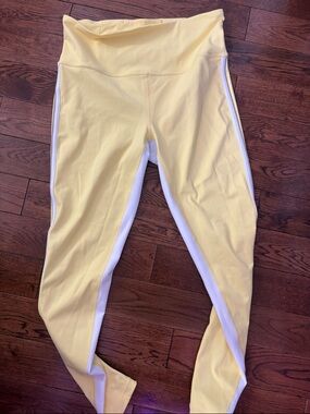 Athleta Yellow and White High-Waist Active Leggings